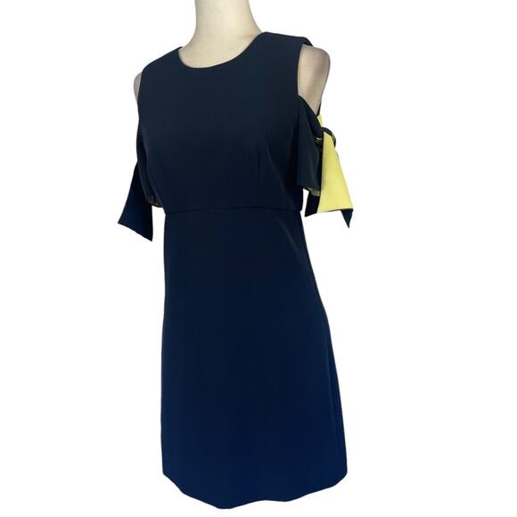 Milly Mini Cocktail Dress Cold Shoulder Short Sleeve Navy and Lime Size 6 - Picture 9 of 12